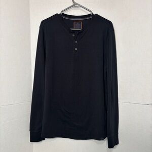 Denver Hayes Modern Fit Men’s Small Black Long Sleeve Henley Cotton Blend